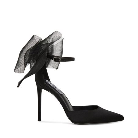 Black Steve Madden Valenteen Satin Women's Heels | PH 5961ACY